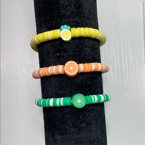 Handmade Fruit Charm Beaded Bracelets Set